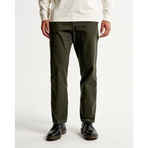 Abercrombie & Fitch Athletic Loose Workwear Pant Dark Olive Green Cotton Canvas